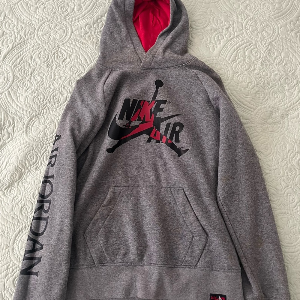 Nike Air Jordan Gray and Red Hoodie